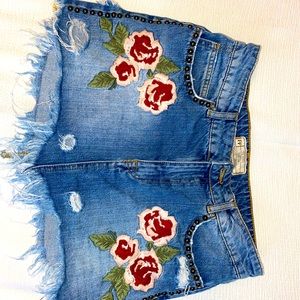 Free People Wild Rose Embroidered Mini Skirt